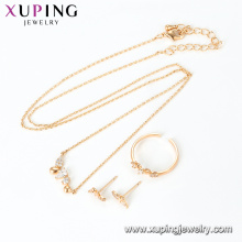 64462 Xuping gold jewellery designs with price graceful gold filled women jewelry set
